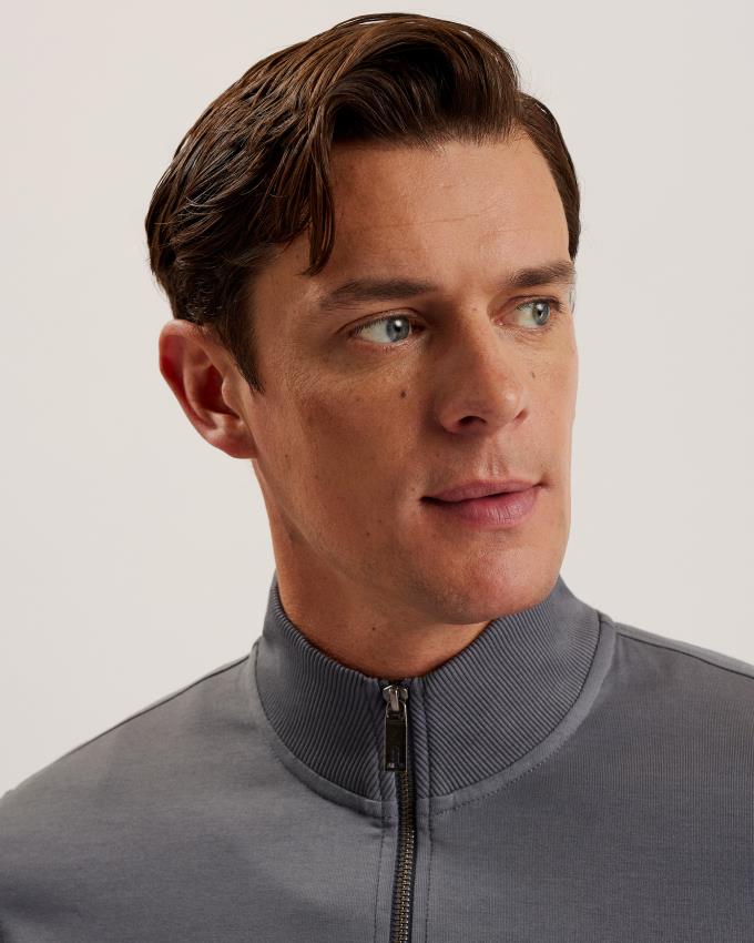 Pulls De Golf Ted Baker Half Zip Funnel Neck Grise Homme | PIU-69737415